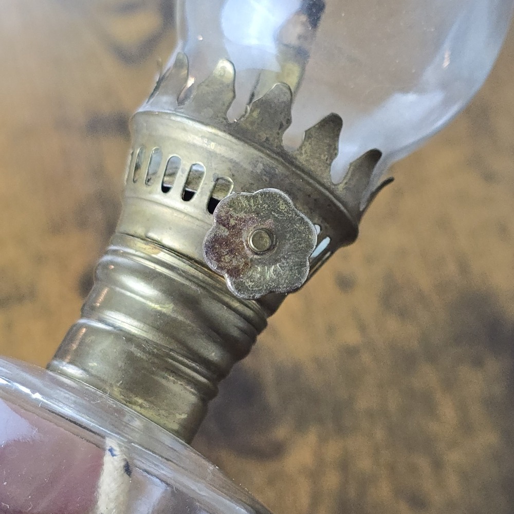 Vintage Foster Forbes Glass Co. Bottle Oil Lamp‎ LOVE Graphic Mini Kerosene 10" - Picture 3 of 5